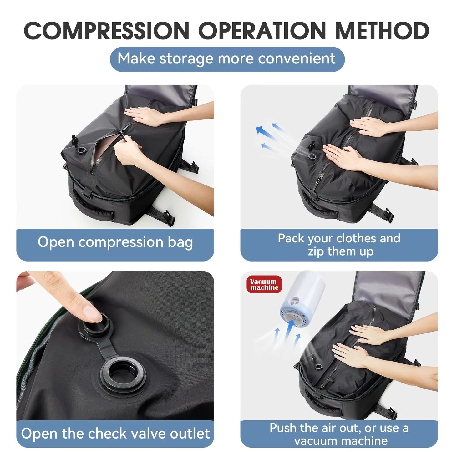 Vacuum compressed Backpack-vacuum pump included