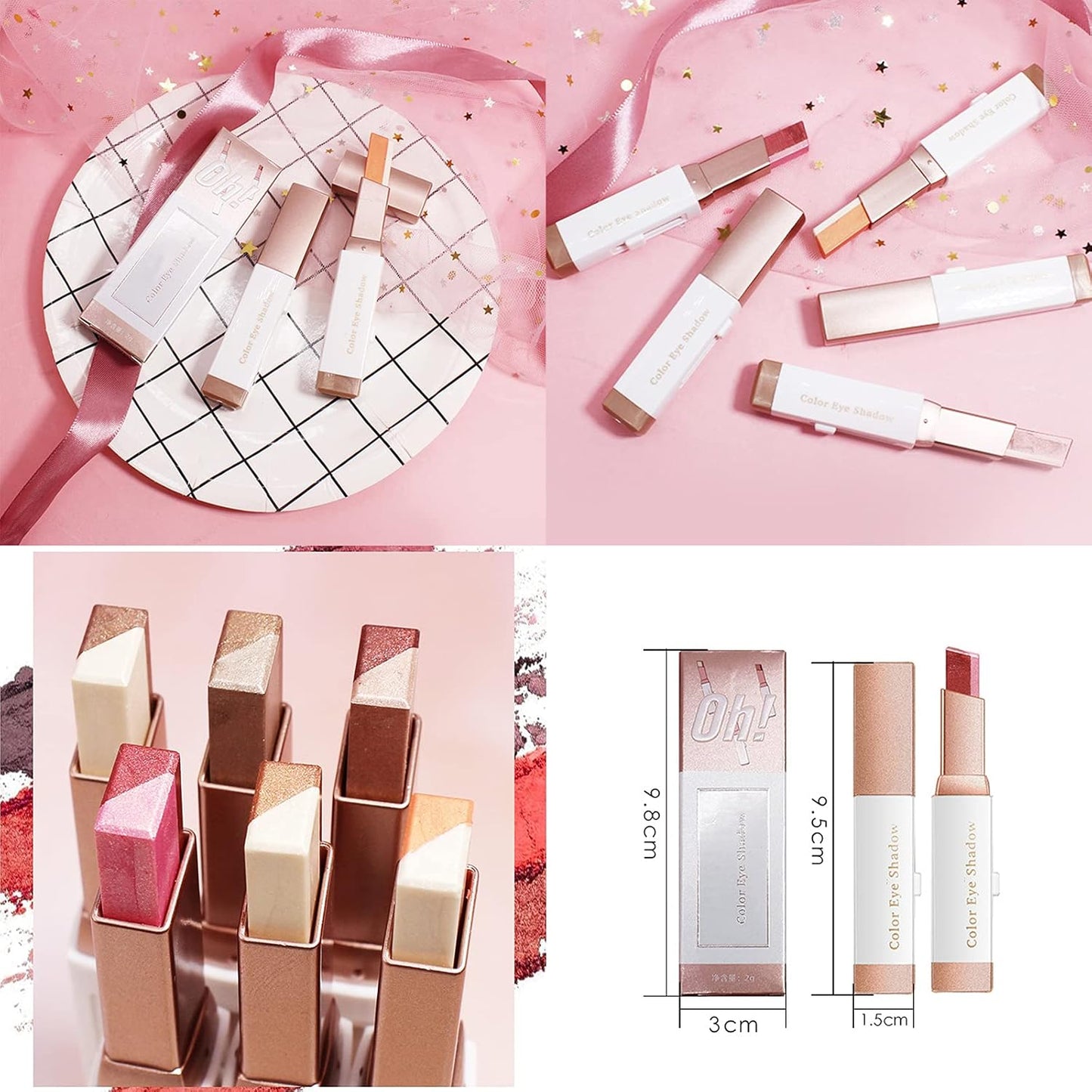 2 Colors Glitter Eye-Shadow Stick Set