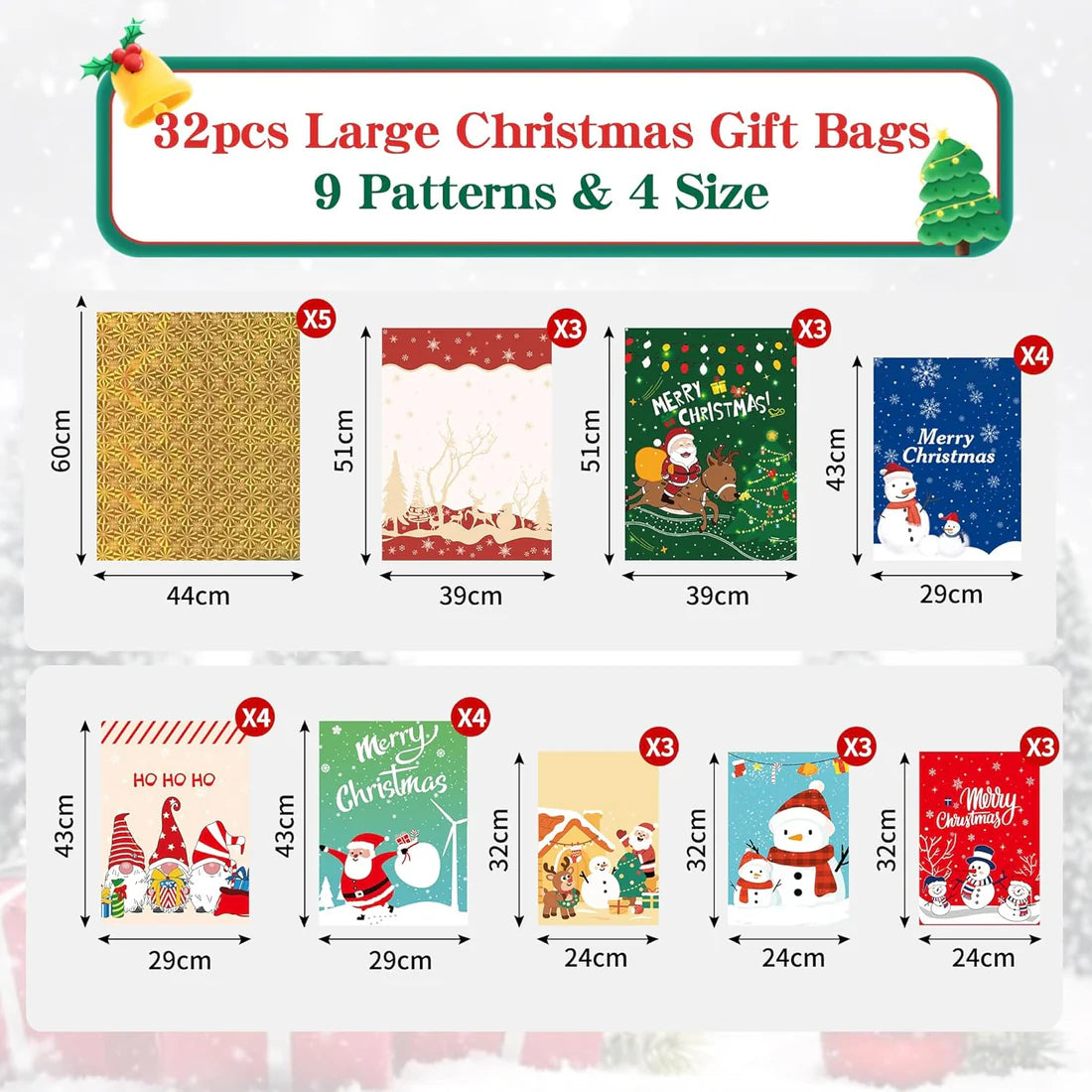 Christmas Foil Gift Bags