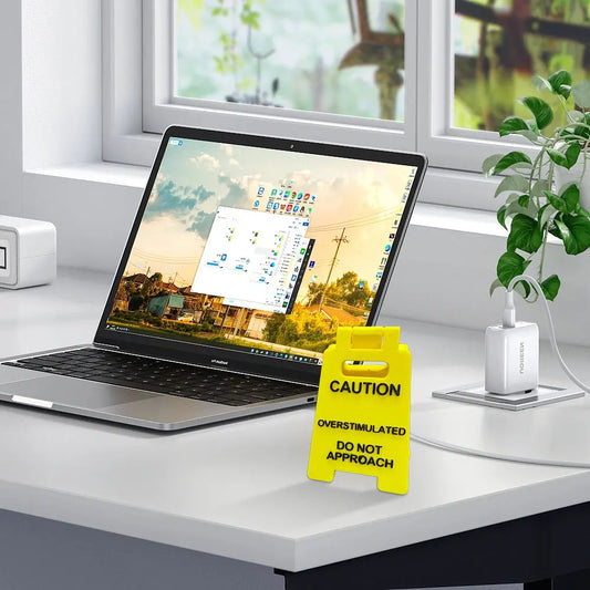 "Overstimulated" Desk Sign Office